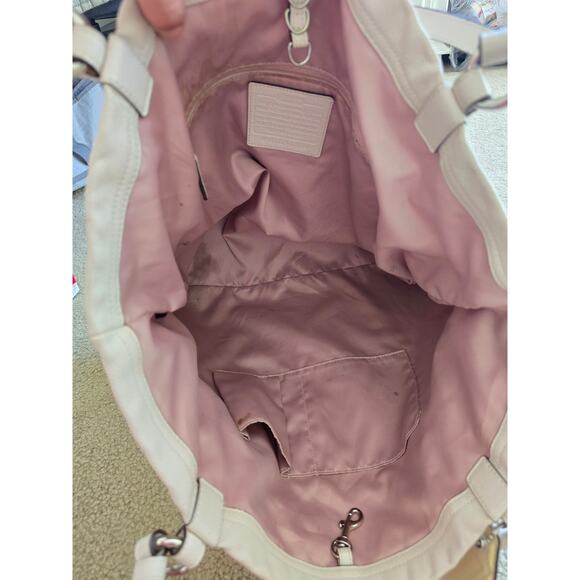 Coach Audrey Andie Large Tote Shoulder Bag Cream/Ivory Leather Laser Cut 17034 - Picture 6 of 8